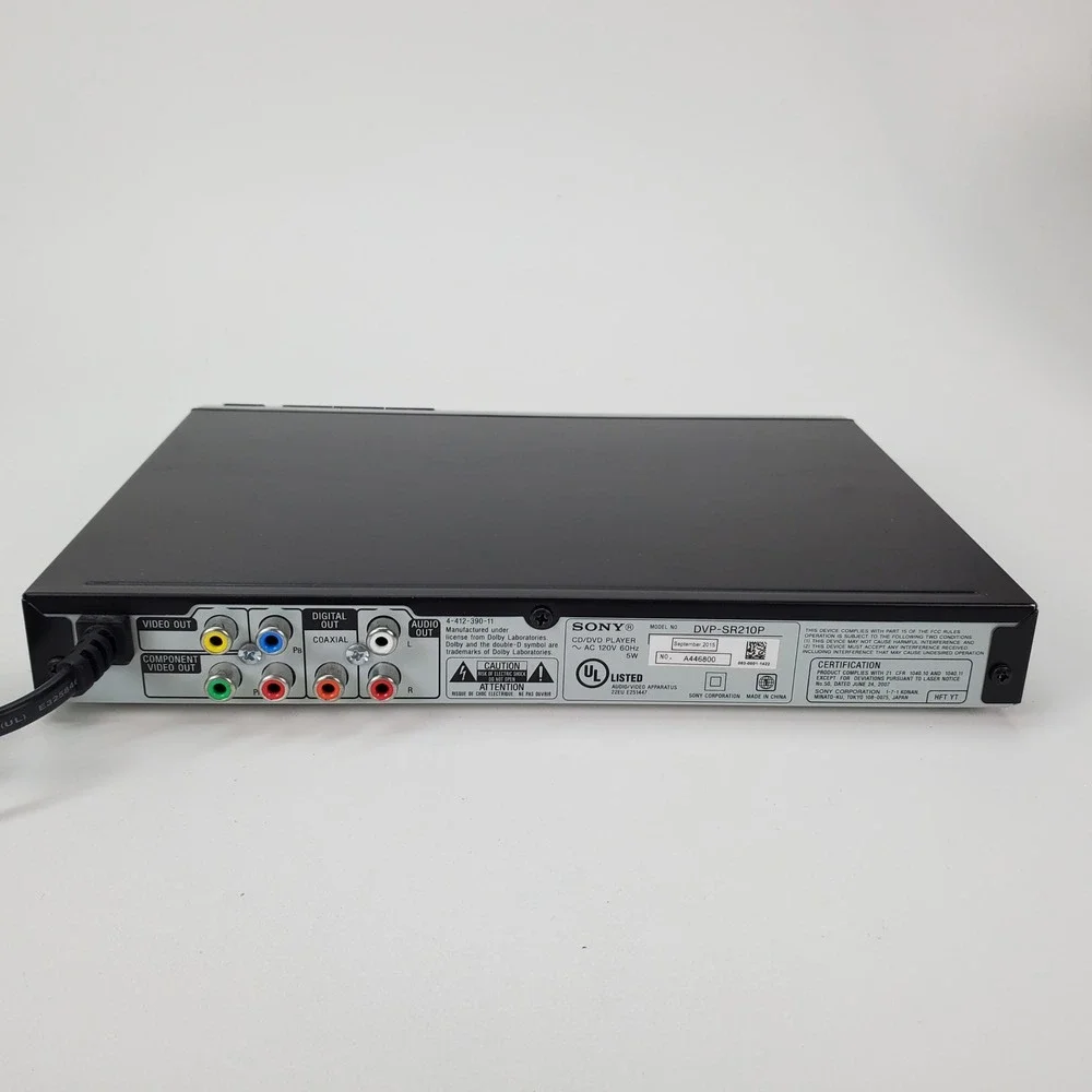 Sony DVP-SR210P CD DVD Player Black with Remote Cables and Manual